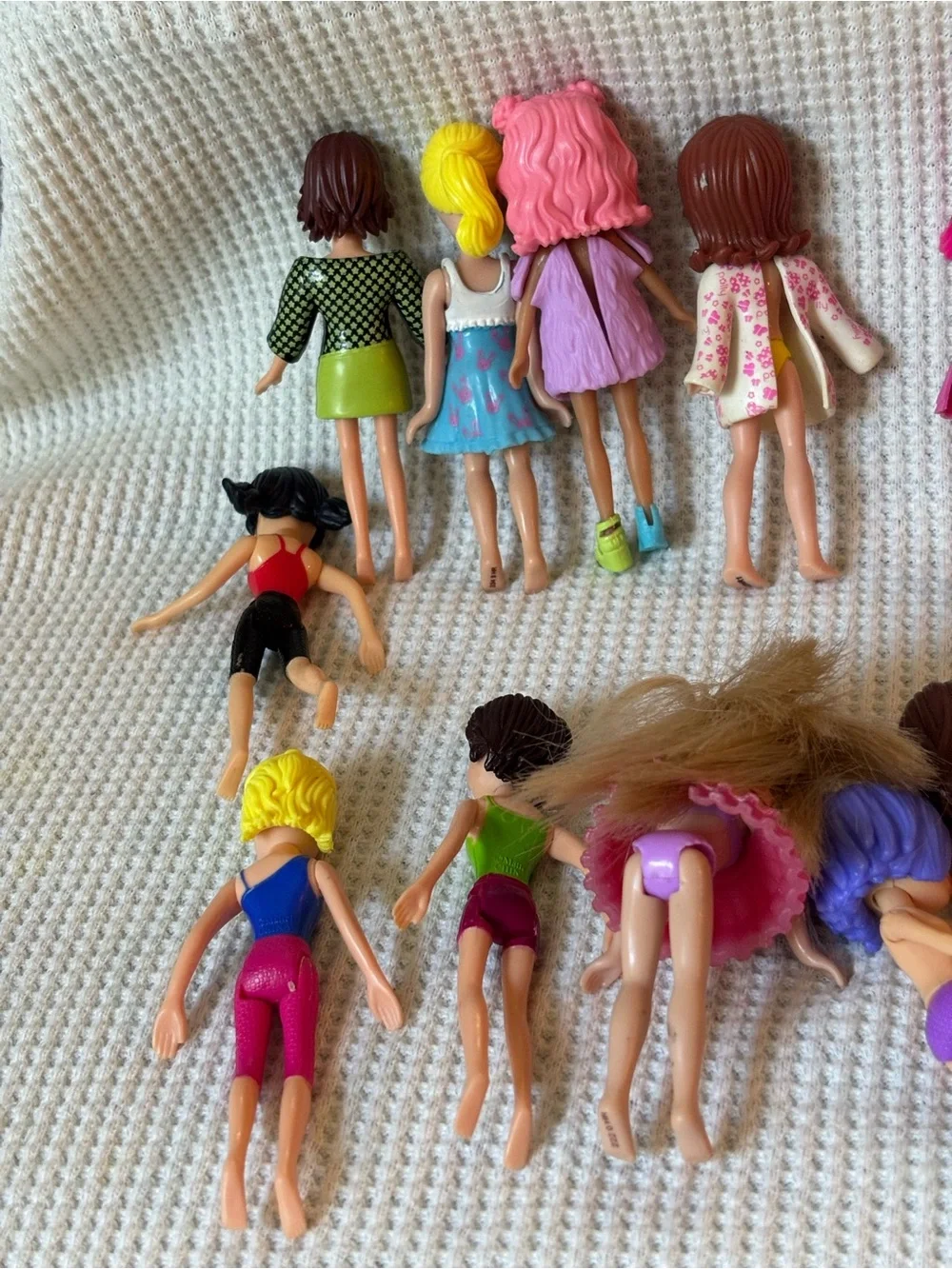 Polly pocket dolls & clothes mini doll lot of 13